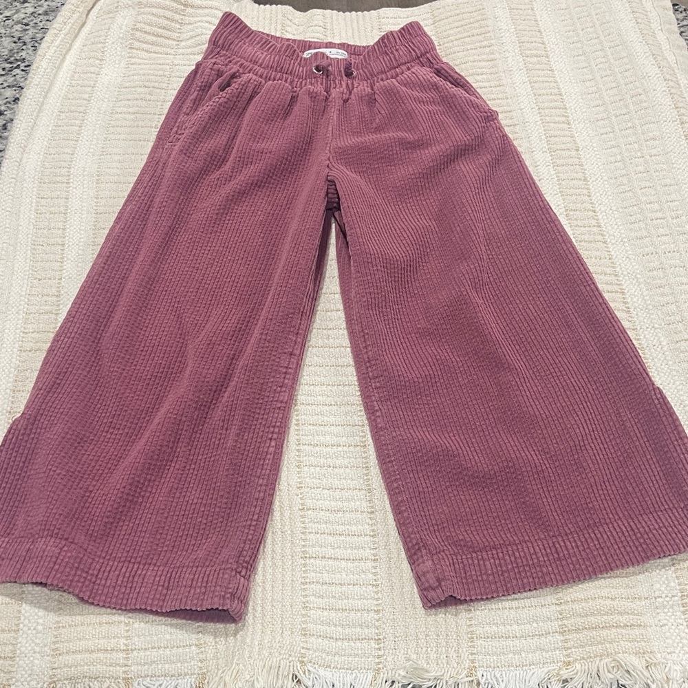 Zara Kids Wide-Leg Corduroy Pants - Dusty Rose